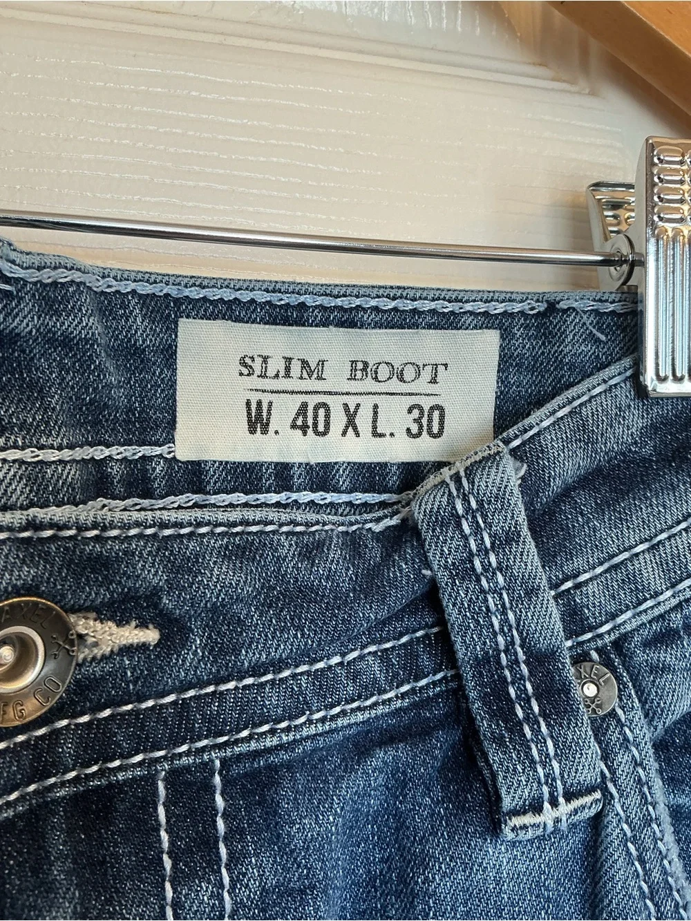 TK Axel Slim Boot Mens Stretch Blue Jeans Medium Wash Size 40x30